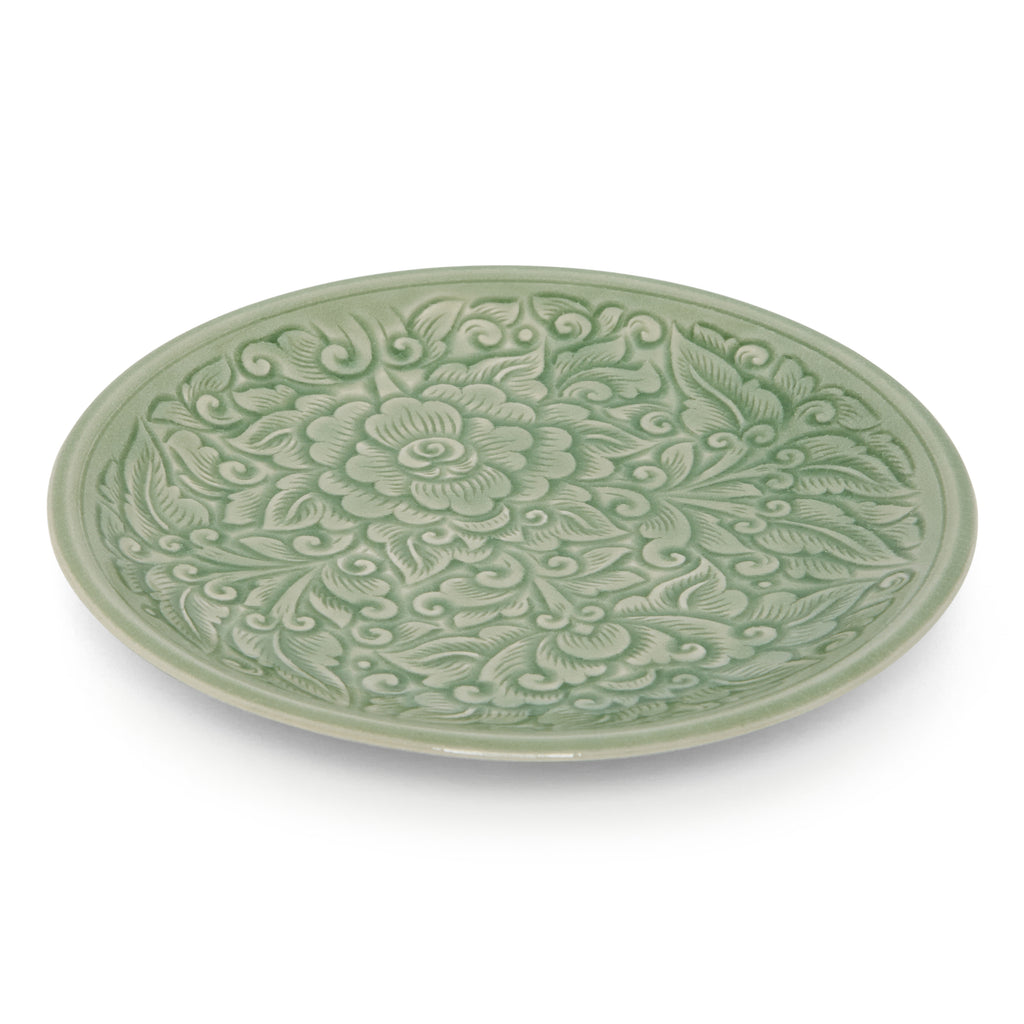 Celadon Plate Carved Pudtan - Baan Celadon