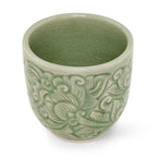 Celadon Cup Small Carved Pudtan - Baan Celadon