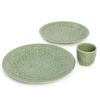 Celadon Cup Small Carved Pudtan - Baan Celadon