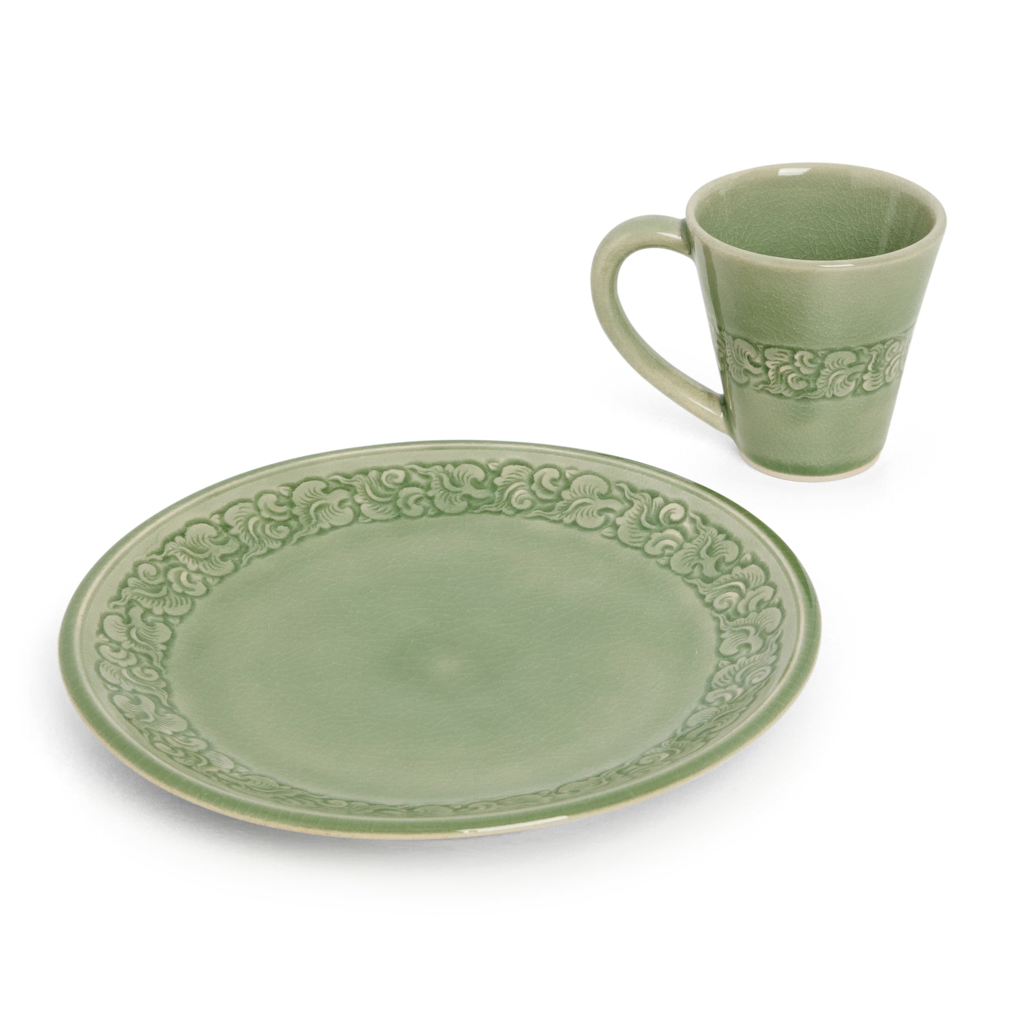 Celadon Plate Carved Edge Kanok - Baan Celadon
