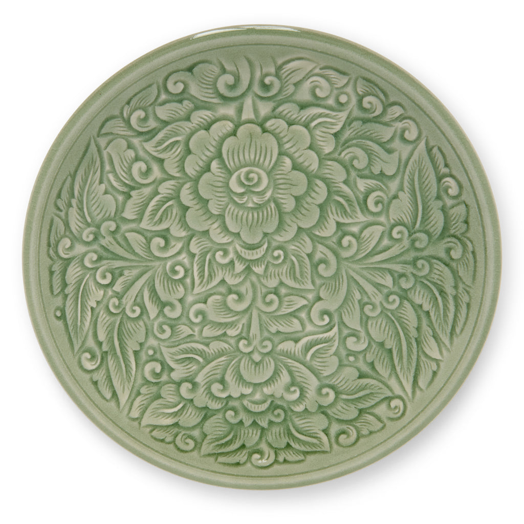 Celadon Plate Carved Pudtan - Baan Celadon