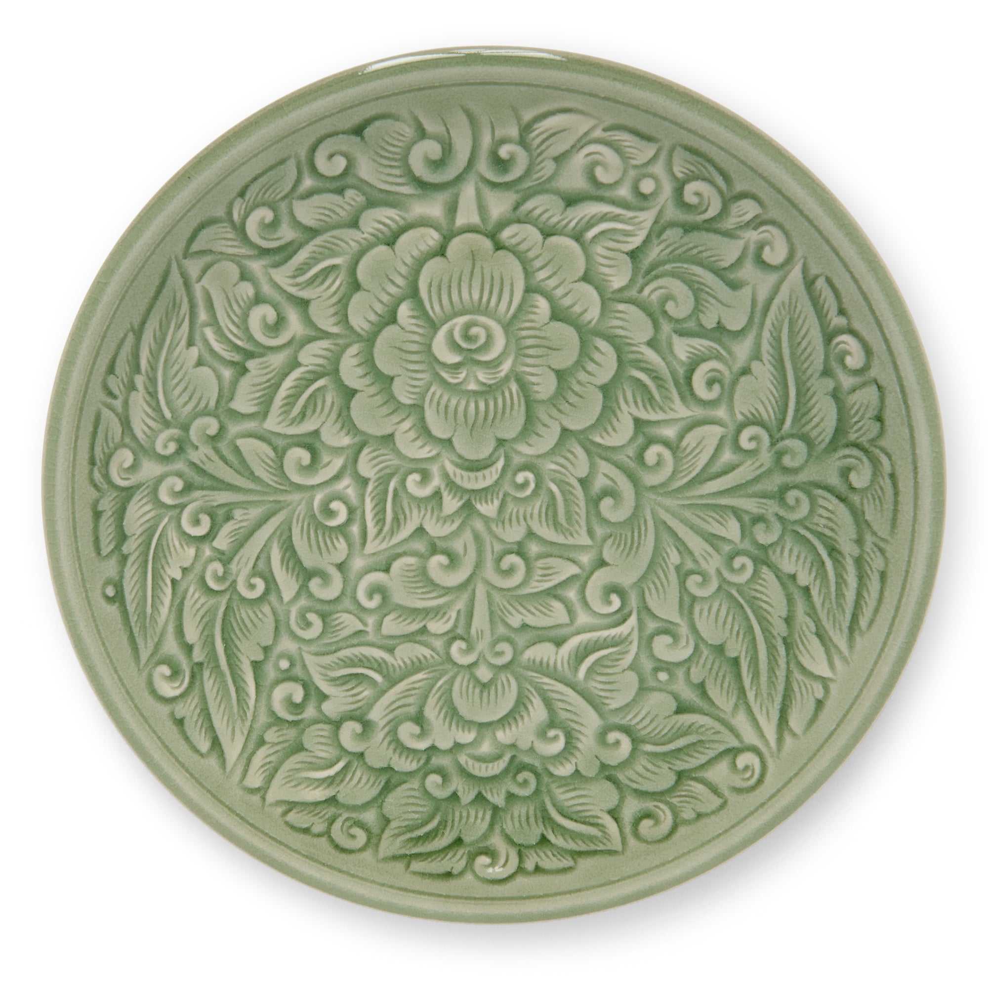 Celadon Plate Carved Pudtan - Baan Celadon