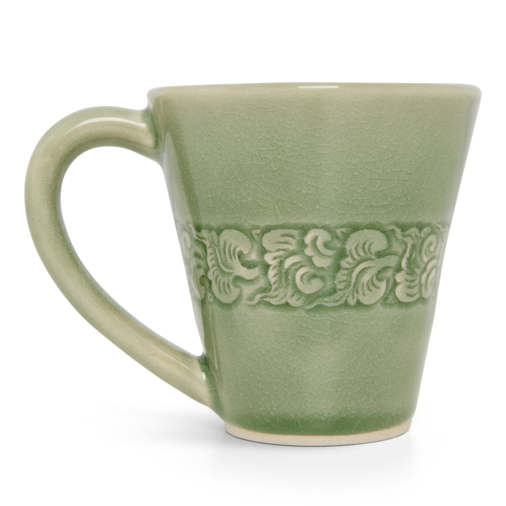 Celadon Mug Carved Edge Kanok - Baan Celadon