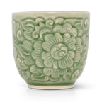 Celadon Cup Small Carved Pudtan - Baan Celadon