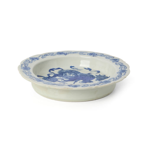 Blue and White Lion Motif Plate