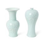 Floral Celadon Tapered Statement Vase