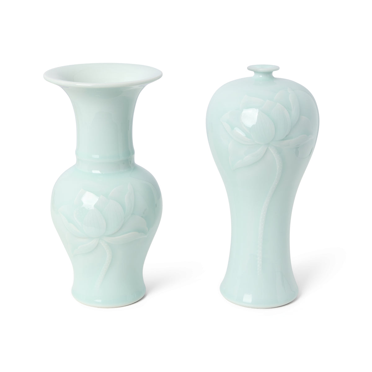 Floral Celadon Tapered Statement Vase