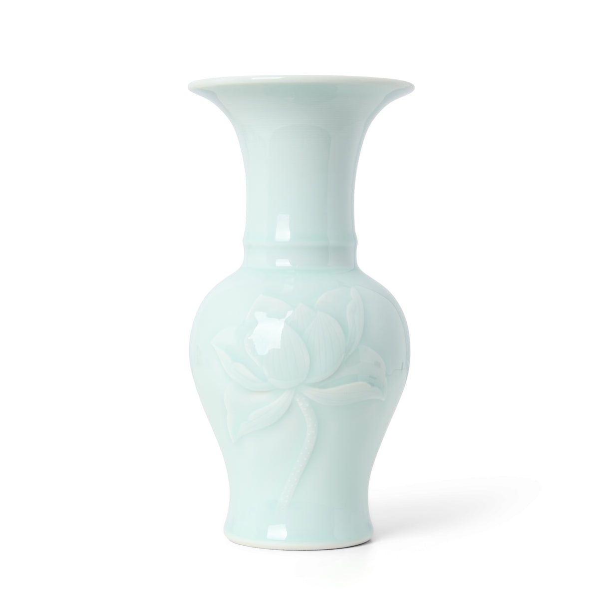 Floral Celadon Flared Trumpet Vase