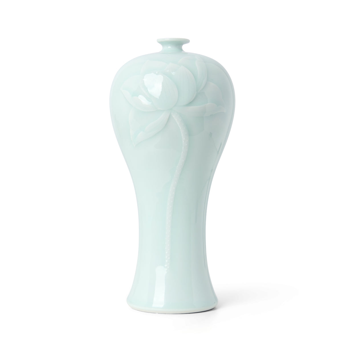 Floral Celadon Tapered Statement Vase