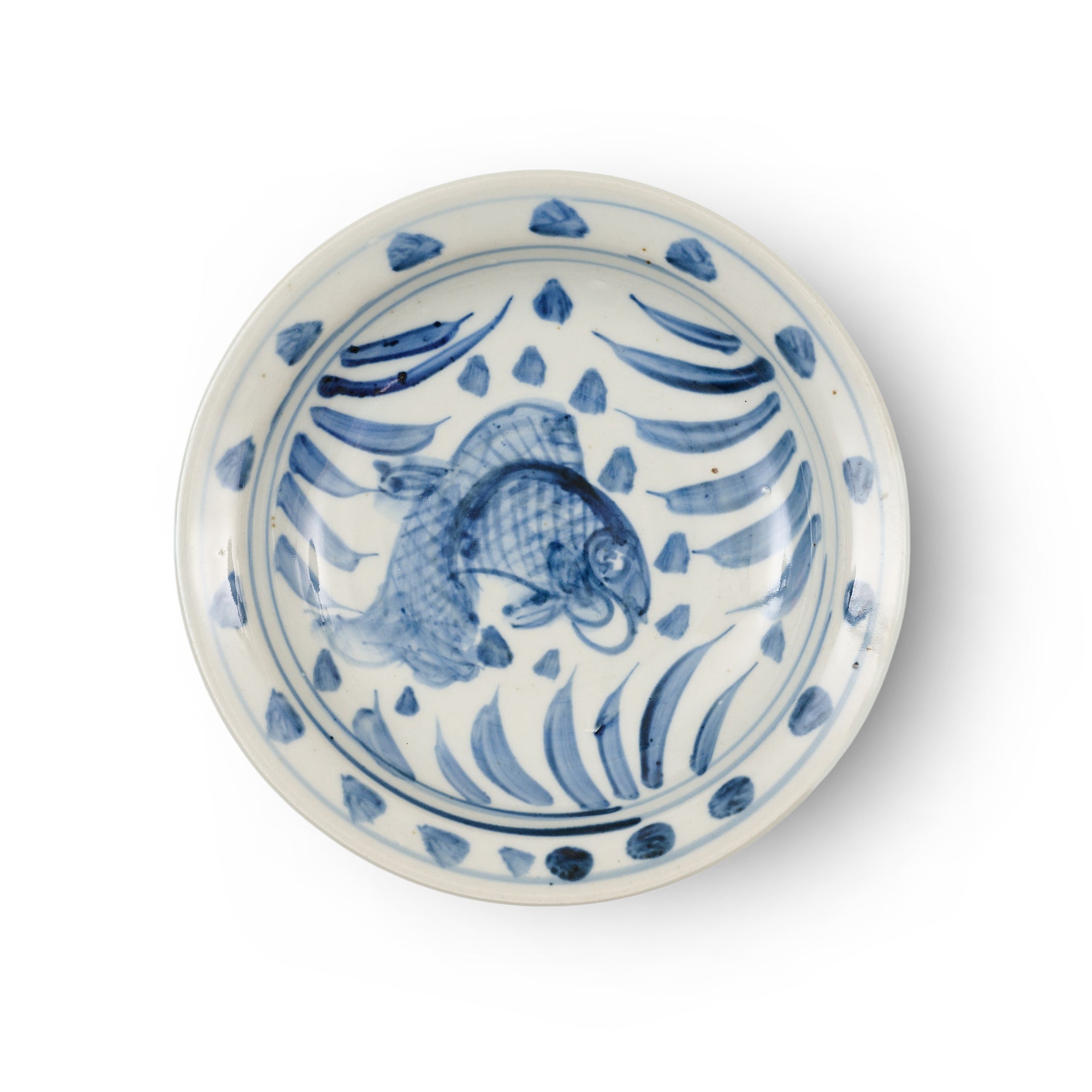 Porcelain Chinoiserie Fish Motif Plate