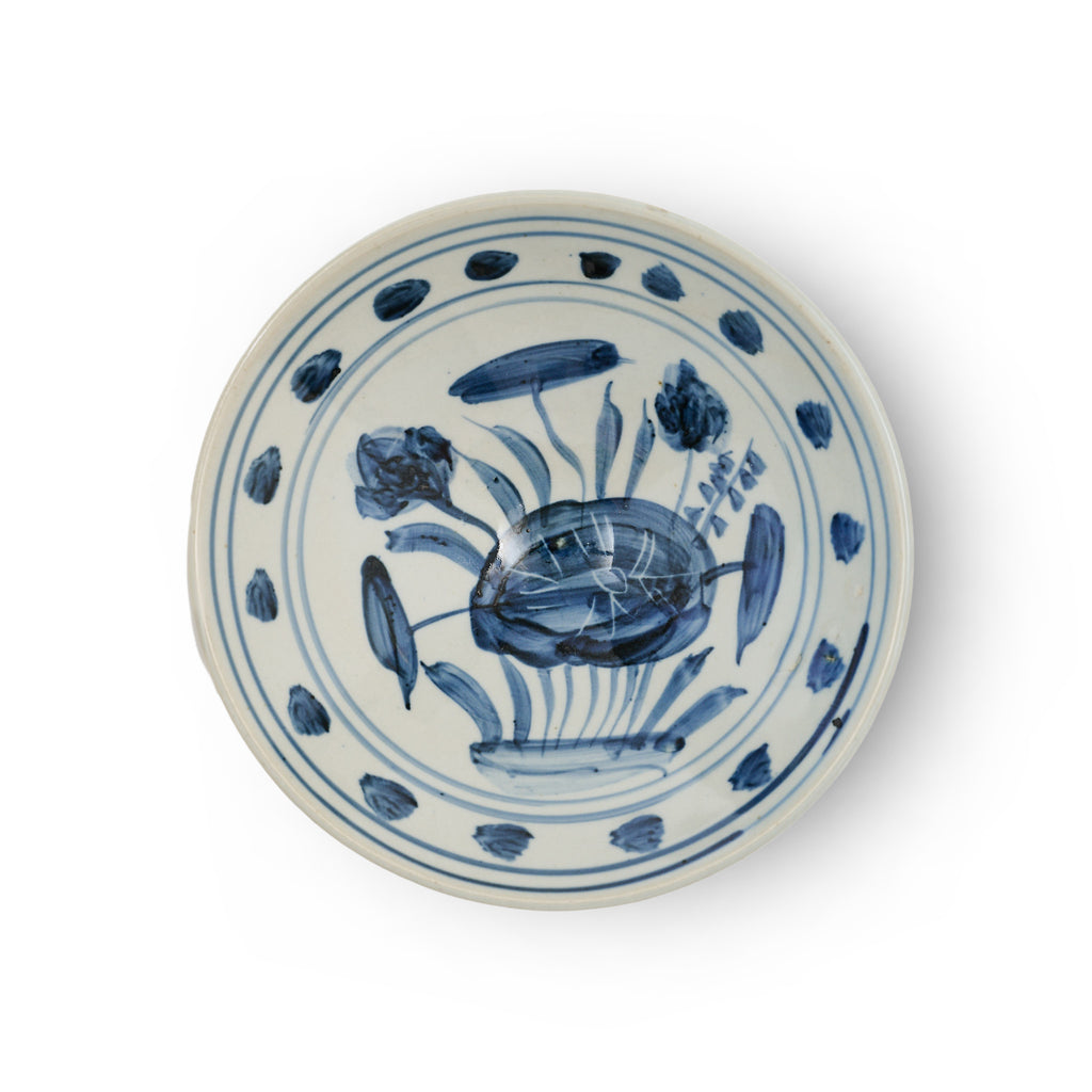 Porcelain Chinoiserie Lily Motif Bowl